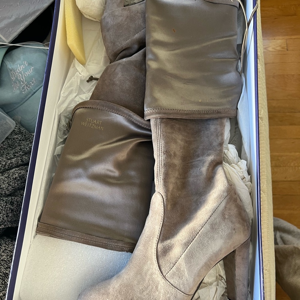 Stuart Weitzman Highland Stretch Suede Over The Knee Boots Topo Suede Size 7